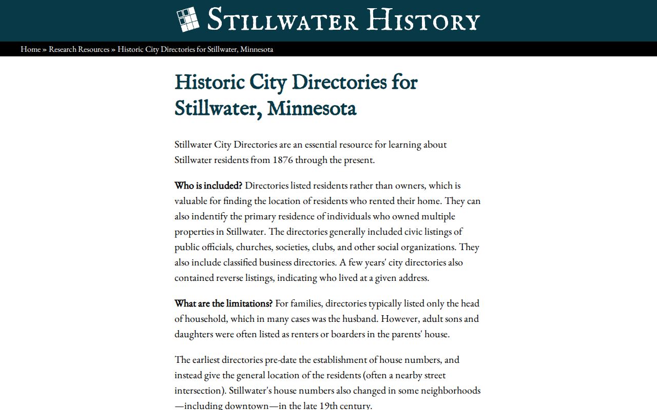 Washington County residents directory Stillwater city-directory collection