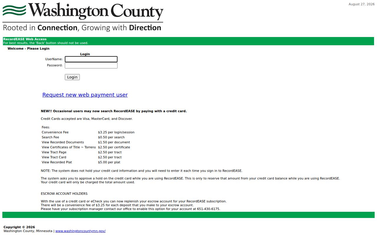 Washington County residents directory RecordEASE deed index